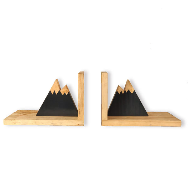 "Snowy Peaks" Wooden Bookends 1 BHK Interiors