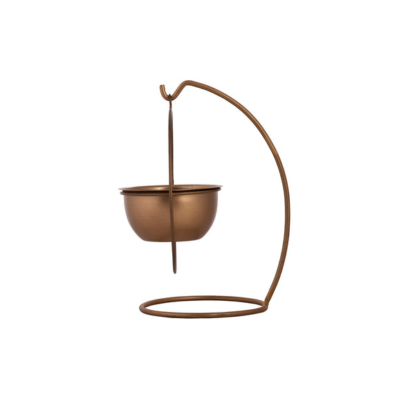 "Bow Down Mister" Table Top Stand with Hanging Planter in Gold 1 BHK Interiors