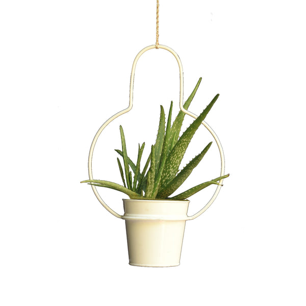 Bulb Shaped Metal Hanging Planter in White 1 BHK Interiors