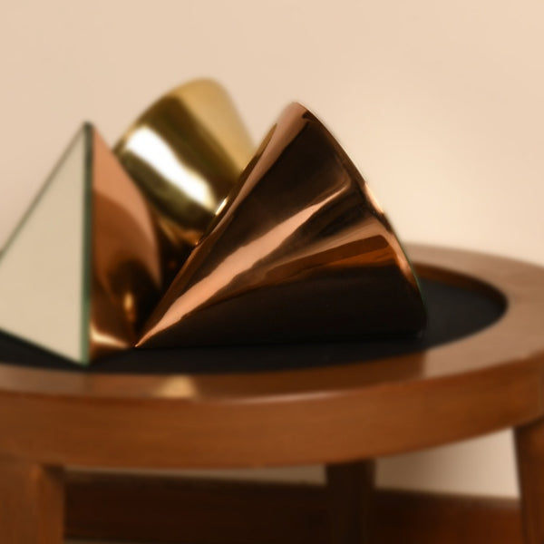 Conical Table Mirror Ornament in Gold or Rose Gold Finish 1 BHK Interiors