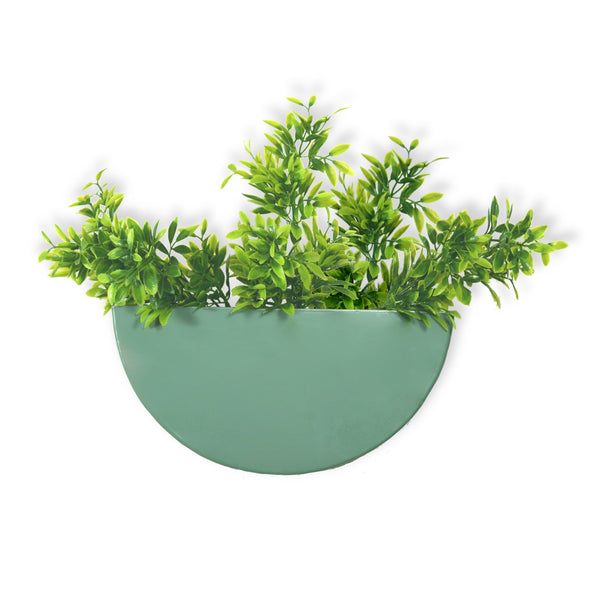 Crescent Metal Mounted Wall Planter in Fern Green 1 BHK Interiors