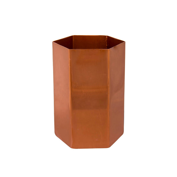 Hexagonal Metal Pen Stand / Vase / Spoon Holder in 3 Molten Metallics - Gold, Rose Gold or Silver 1 BHK Interiors