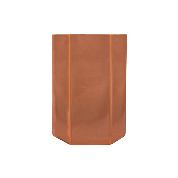 Hexagonal Metal Pen Stand / Vase / Spoon Holder in 3 Molten Metallics - Gold, Rose Gold or Silver 1 BHK Interiors