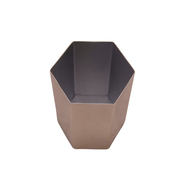 Hexagonal Metal Pen Stand / Vase / Spoon Holder in 3 Molten Metallics - Gold, Rose Gold or Silver 1 BHK Interiors