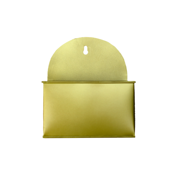 Rectangular Hanging Metal Mounted Wall Planter / Letter Box in Matte Gold Finish 1 BHK Interiors