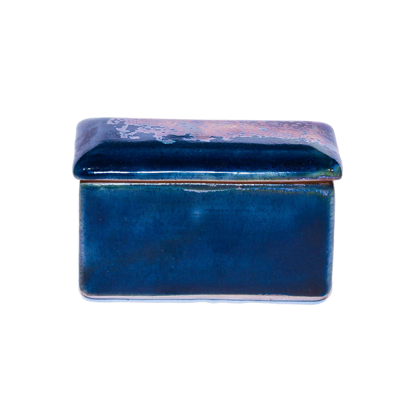 Ceramic Metallic Rectangular "Lustre"  Box in Antique Finish - Various Colours 1 BHK Interiors