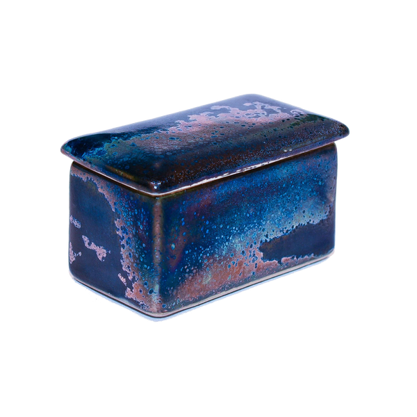 Ceramic Metallic Rectangular "Lustre"  Box in Antique Finish - Various Colours 1 BHK Interiors