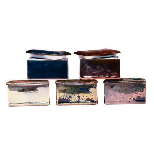 Ceramic Metallic Rectangular "Lustre"  Box in Antique Finish - Various Colours 1 BHK Interiors