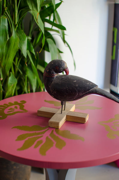 1 BHK x Studio Kohl "Ikat 2" Mini Table / Wall Hanging in Pink & Gold 1 BHK Interiors