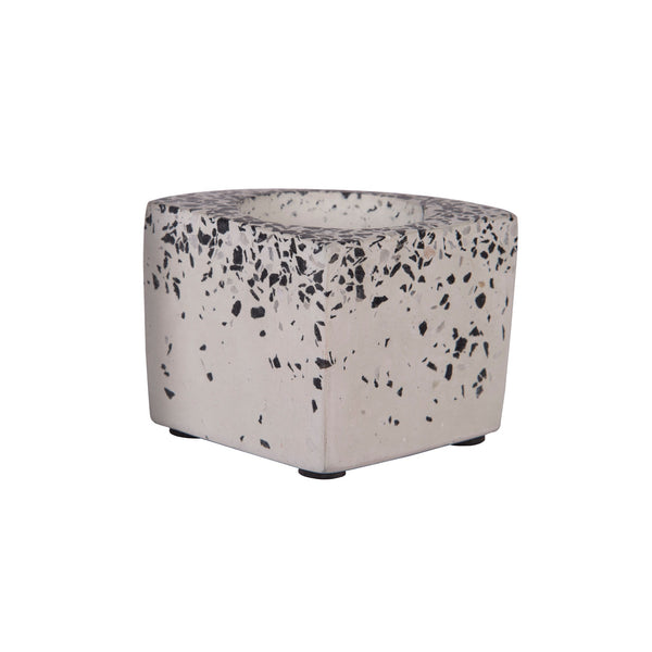 Quarter Concrete Table Top Pot / Planters with Terrazzo Print in 4 Colours 1 BHK Interiors