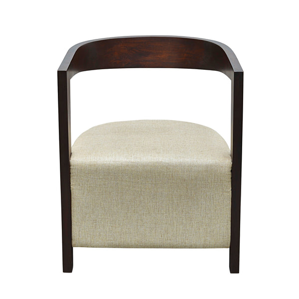 Box Cushion Arm Chair with Suspended Curved Back in Teak 1 BHK Interiors