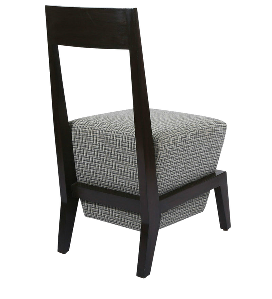 Teak Chair with Box Cushion in Silver Weave 1 BHK Interiors