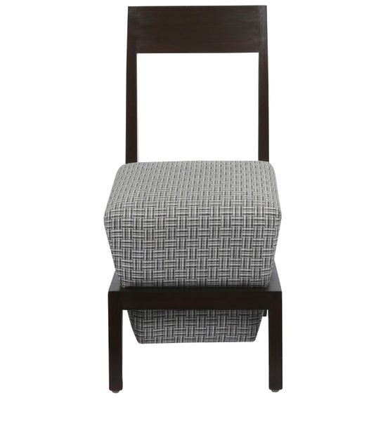 Teak Chair with Box Cushion in Silver Weave 1 BHK Interiors