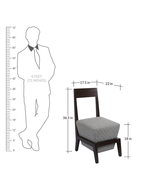 Teak Chair with Box Cushion in Silver Weave 1 BHK Interiors