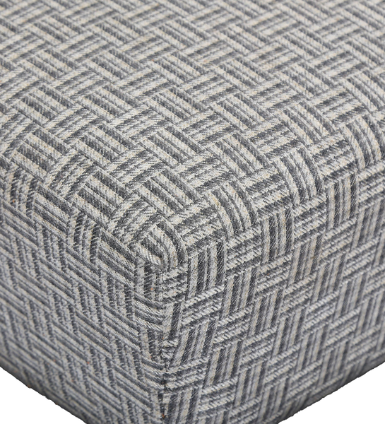 Teak Chair with Box Cushion in Silver Weave 1 BHK Interiors