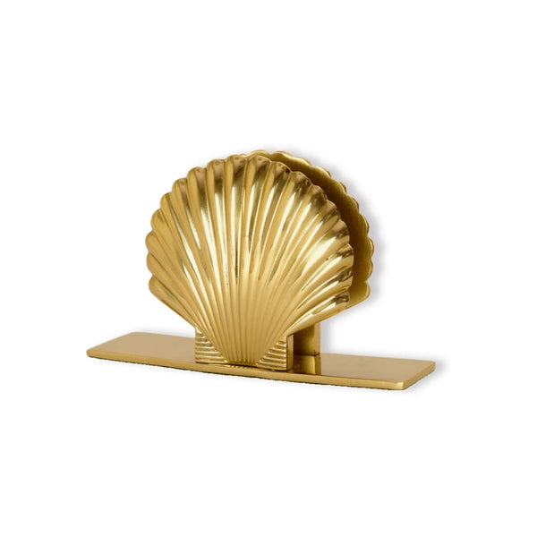 Art Deco Metal Sea Shell Napkin Holder in Gold 1 BHK Interiors