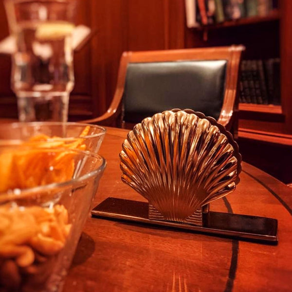 Art Deco Metal Sea Shell Napkin Holder in Gold - Napkin