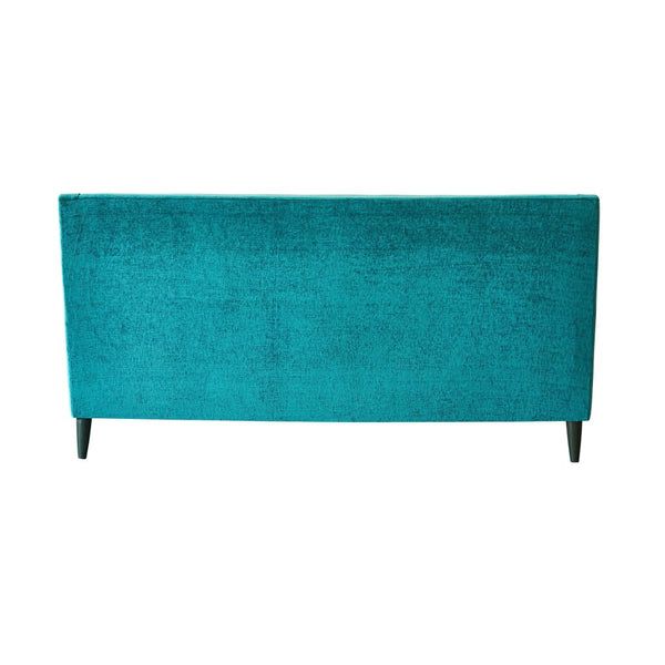"Audrey" High Back Three Seater Sofa in Velvet Finish with Teak Legs - 6 colour options 1 BHK Interiors