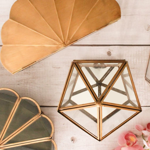 Brass & Glass Circus Tent Terrarium Style Jewellery Box with