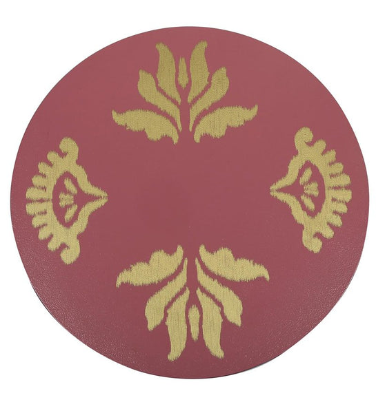1 BHK x Studio Kohl "Ikat 2" Mini Table / Wall Hanging in Pink & Gold 1 BHK Interiors