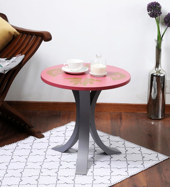 1 BHK x Studio Kohl "Ikat 2" Mini Table / Wall Hanging in Pink & Gold 1 BHK Interiors