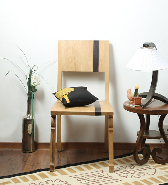 "Slice of Life" Scandinavian Striped Pine & Walnut Chair 1 BHK Interiors
