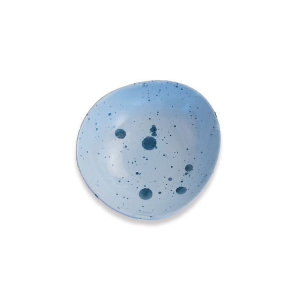 Splatter Print Organic Shape Ceramic Bowl in Baby Blue -