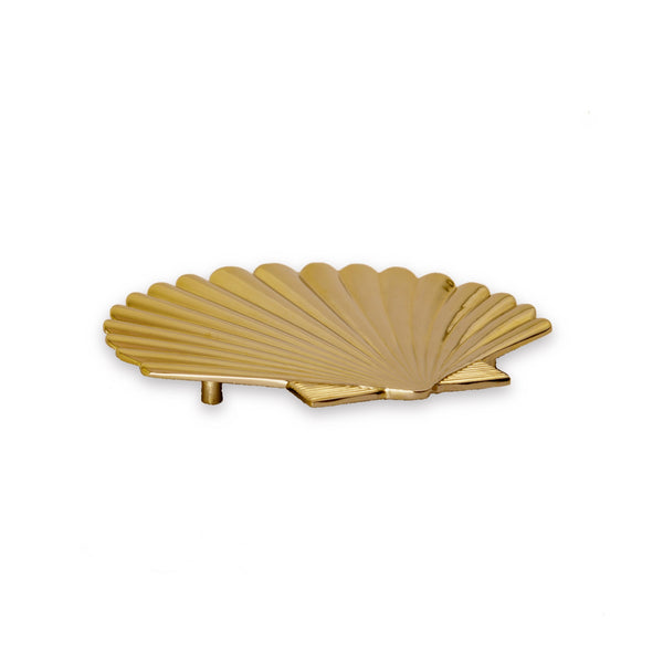 Set of 2 Art Deco Sea Shell Metal - Trivet / Dish Stand + Napkin Holder in Gold 1 BHK Interiors