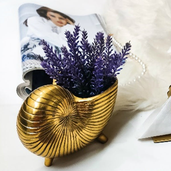 Mini Snail Shell Planter / Pen Stand / Vase in Gold 1 BHK Interiors