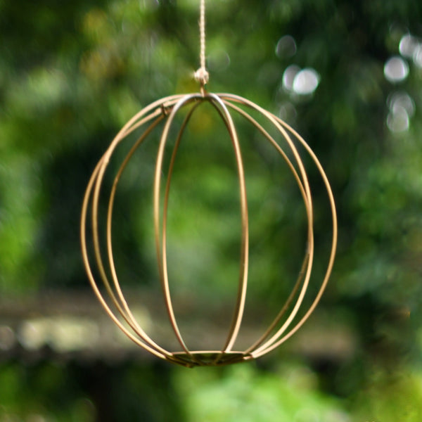 "Pumpkin" Metal Candle Holder / Hanging Planter in Gold Finish (Optional Matching Bowl or Pot) 1 BHK Interiors