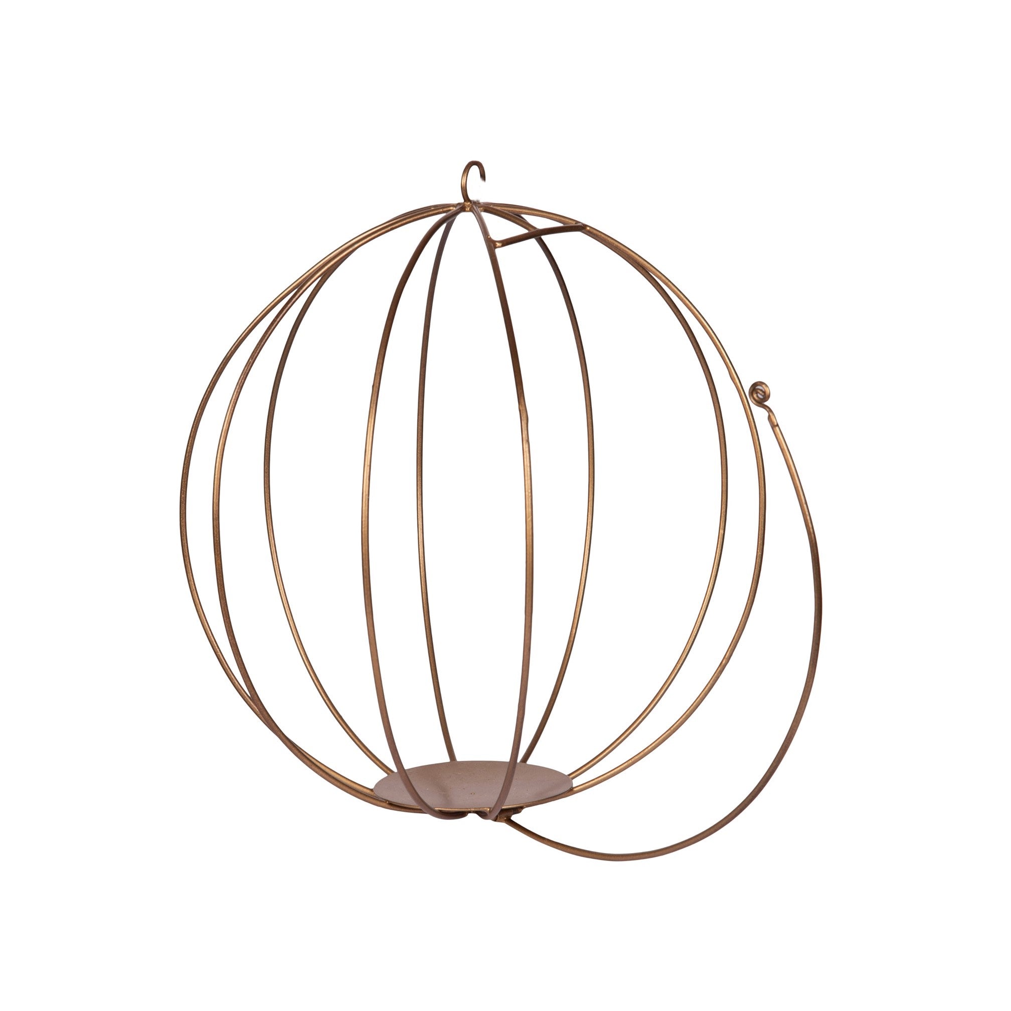 "Pumpkin" Metal Candle Holder / Hanging Planter in Gold Finish (Optional Matching Bowl or Pot) 1 BHK Interiors