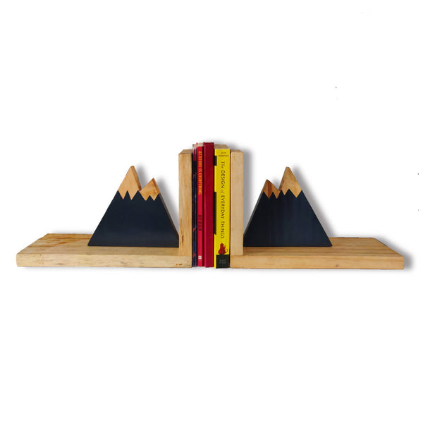 "Snowy Peaks" Wooden Bookends 1 BHK Interiors
