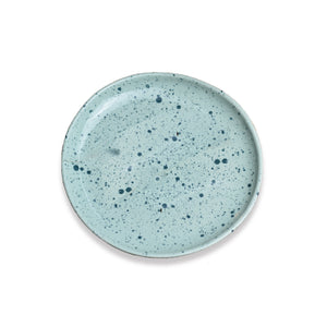 Splatter Print Organic Shape Ceramic Salad Plate in Mint Green 1 BHK Interiors