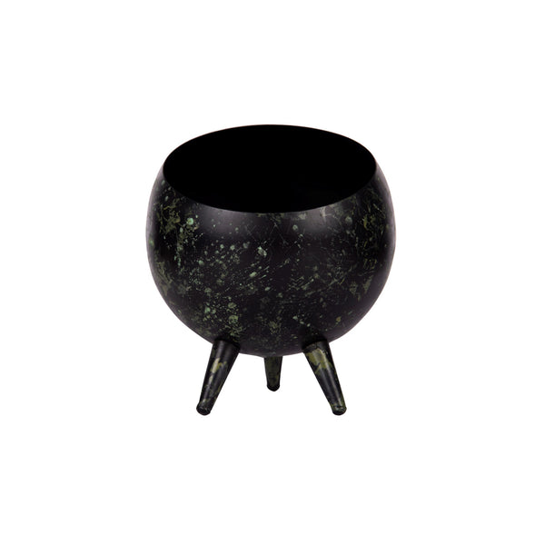 3 Legged Alien Table Top Metal Planter in Black & Green Space Print 1 BHK Interiors