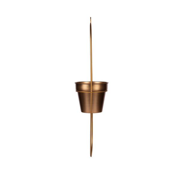 "Capsule" Oval Shaped Hanging Metal Planter in Gold Finish 1 BHK Interiors