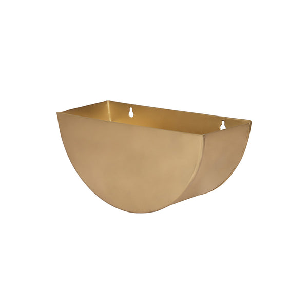 Crescent Metal Mounted Wall Planter in Antique Gold 1 BHK Interiors