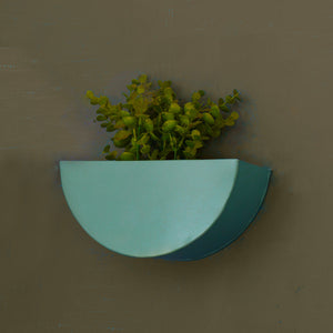 Crescent Metal Mounted Wall Planter in Fern Green 1 BHK Interiors