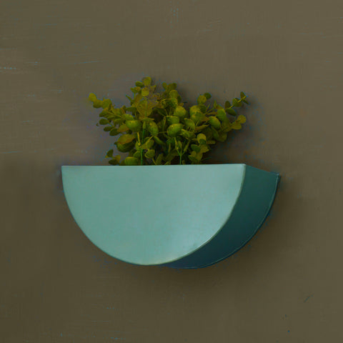 Crescent Metal Mounted Wall Planter in Fern Green 1 BHK Interiors