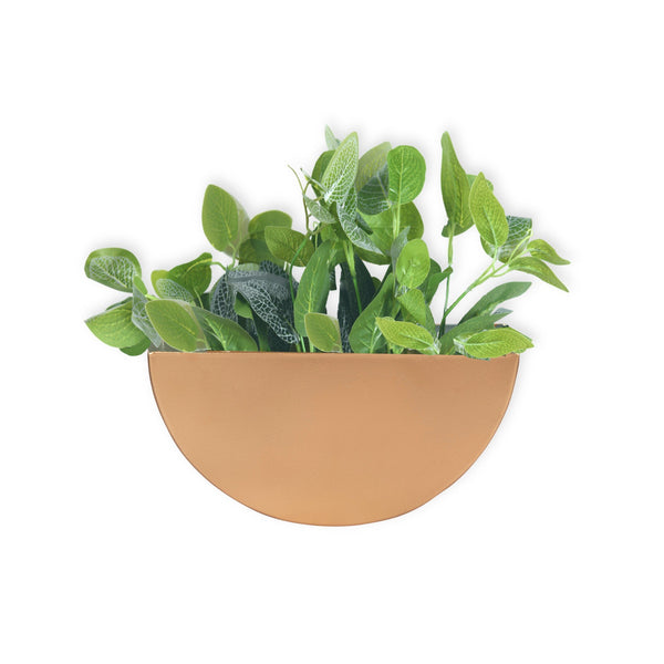 Crescent Metal Mounted Wall Planter in Rose Gold 1 BHK Interiors