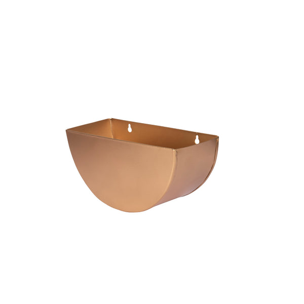 Crescent Metal Mounted Wall Planter in Rose Gold 1 BHK Interiors