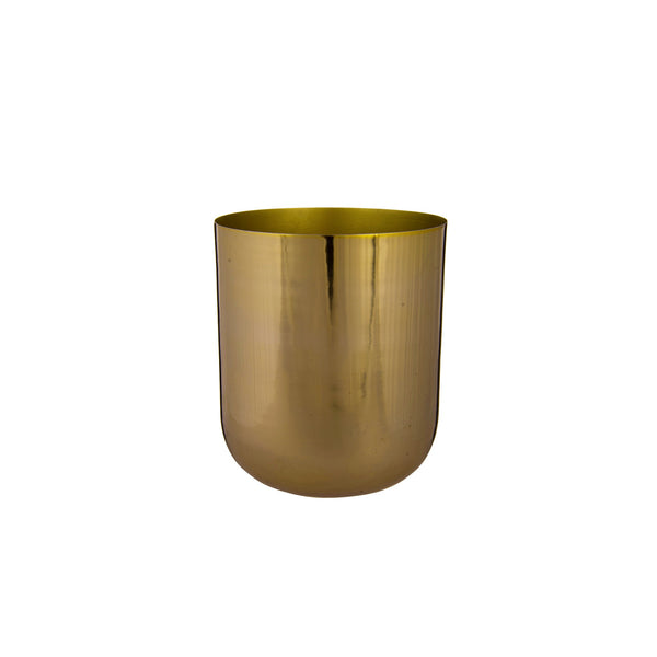 Curved Glossy Metal Table Top Pot / Planter in Rose Gold or Gold 1 BHK Interiors