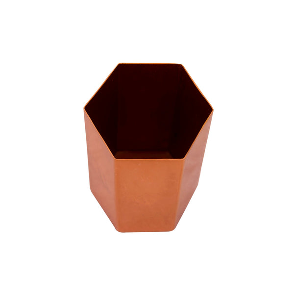 Hexagonal Metal Pen Stand / Vase / Spoon Holder in 3 Molten Metallics - Gold, Rose Gold or Silver 1 BHK Interiors