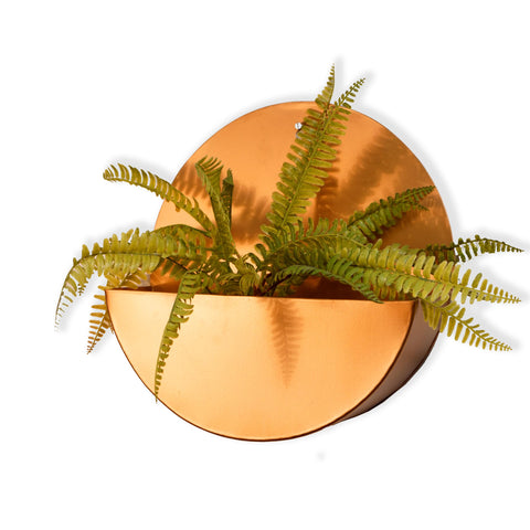 "Lunar" Hanging Metal Mounted Wall Planter / Letter Box in Rose Gold 1 BHK Interiors