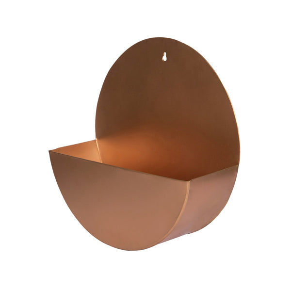 "Lunar" Hanging Metal Mounted Wall Planter / Letter Box in Rose Gold 1 BHK Interiors