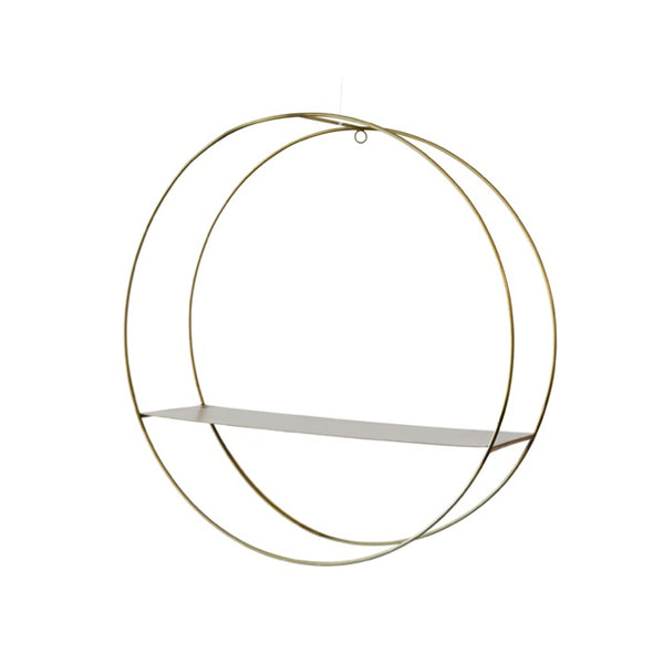 Metal Hanging Circle/Round Shelf in Gold Finish 1 BHK Interiors