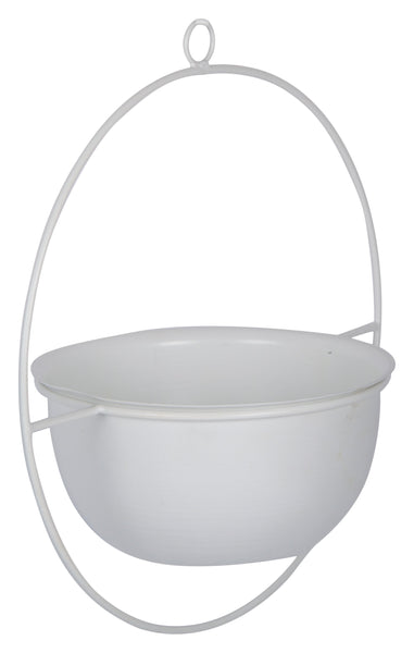 Round Metal Planter / Bird Feeder in White (Small) 1 BHK Interiors