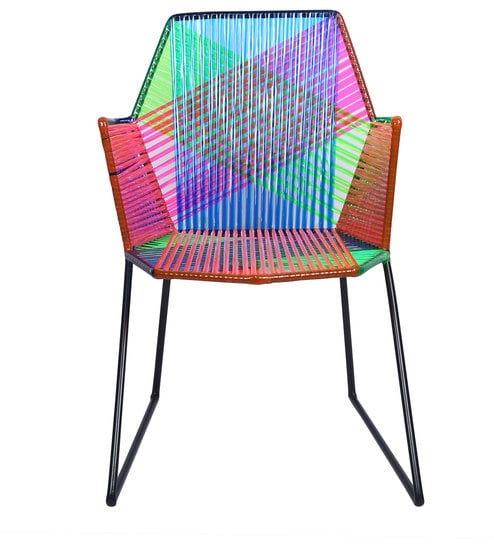 Psychedelic Metal & Plastic Cane Outdoor Garden Chair in Various Colour Combos 1 BHK Interiors
