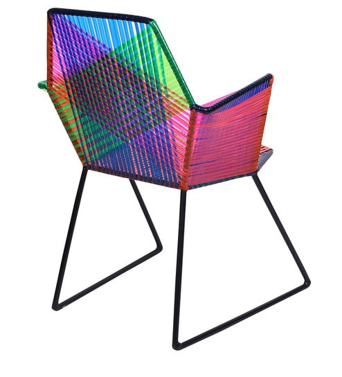 Psychedelic Metal & Plastic Cane Outdoor Garden Chair in Various Colour Combos 1 BHK Interiors