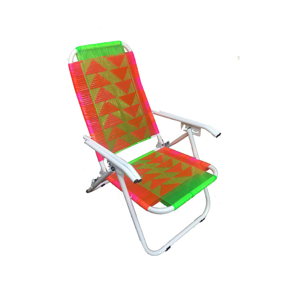 Psychedelic Metal & Plastic Cane Reclining Foldable Garden Chair 1 BHK Interiors