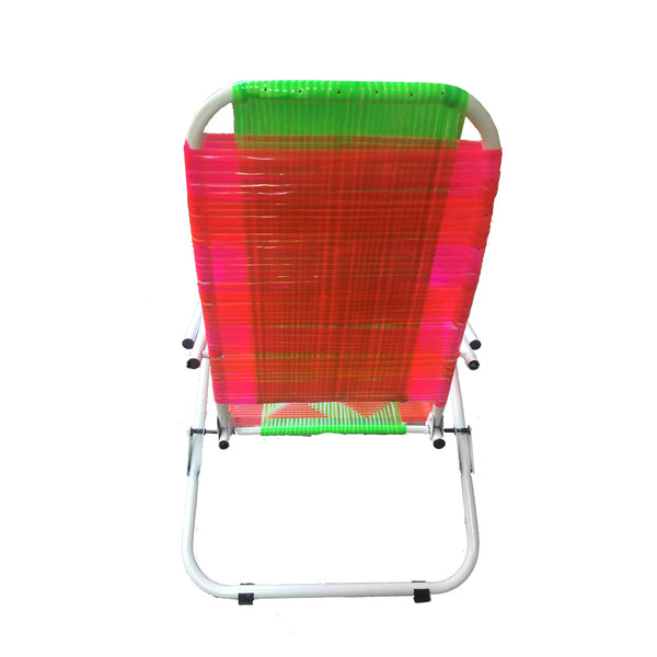 Psychedelic Metal & Plastic Cane Reclining Foldable Garden Chair 1 BHK Interiors